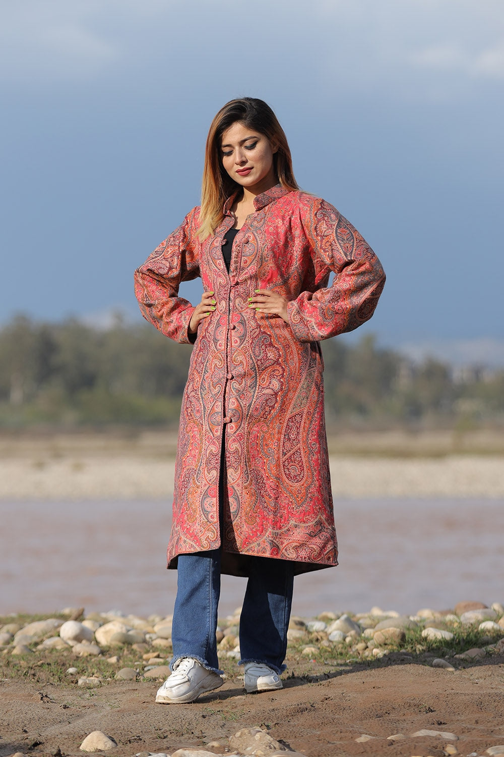 CHARMING PINK Colour Kani Jacket Along With New Designer