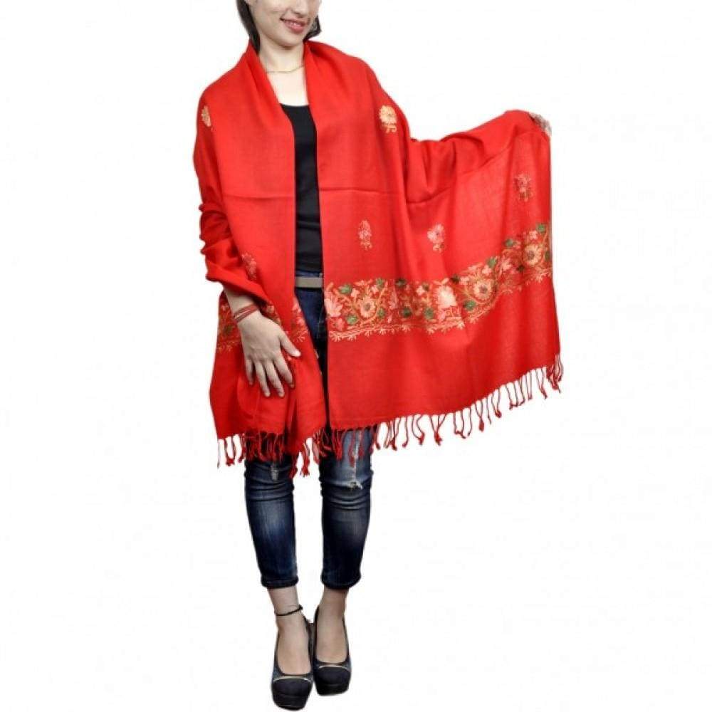 Red Colour Aari Work Embroidered Stole With New Designer