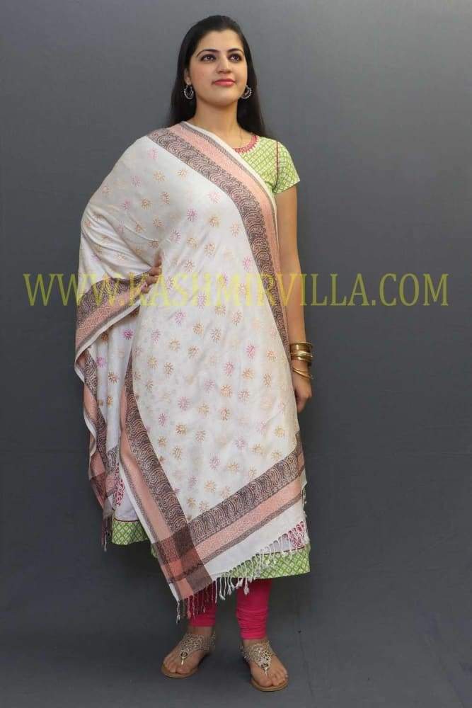 Cream Colour Wrap With Beautifully Designed Motifs