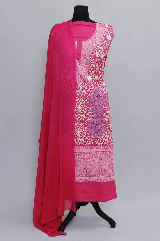 Dark Pink Color Designer Aari Work Choli With Running Jaal