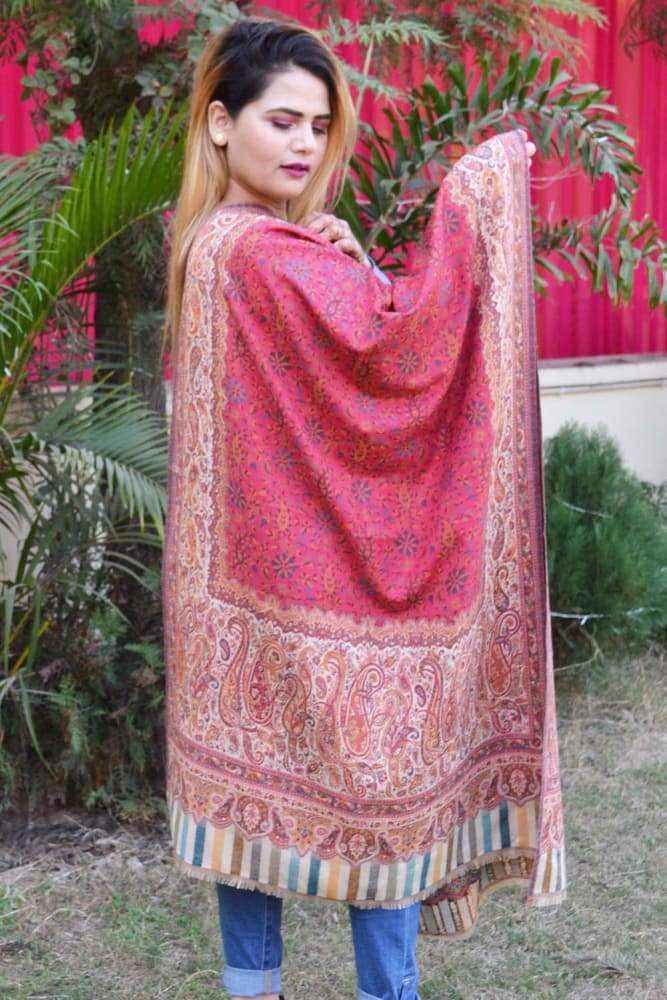 Dark Pink Color Kashmiri Kani Work Stole