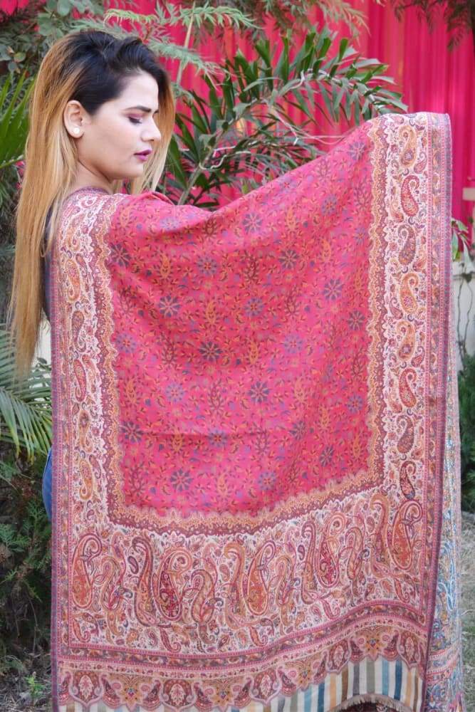 Dark Pink Color Kashmiri Kani Work Stole