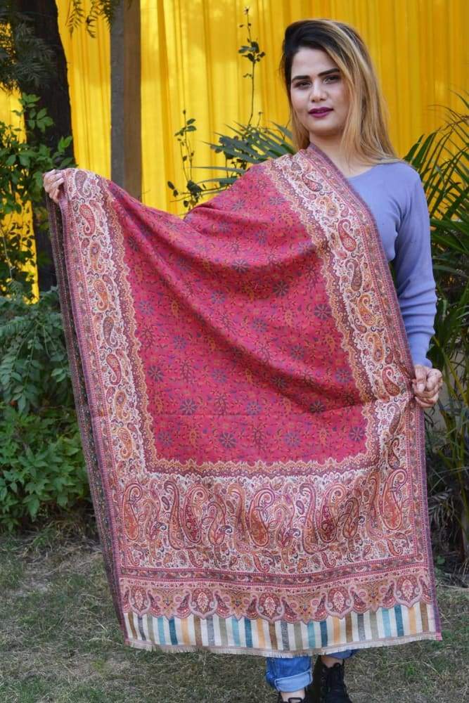 Dark Pink Color Kashmiri Kani Work Stole