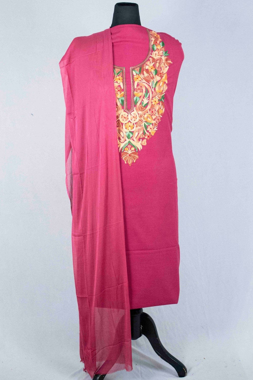 Dark Pink Colour Aari Work Salwar Kameez With Blooming