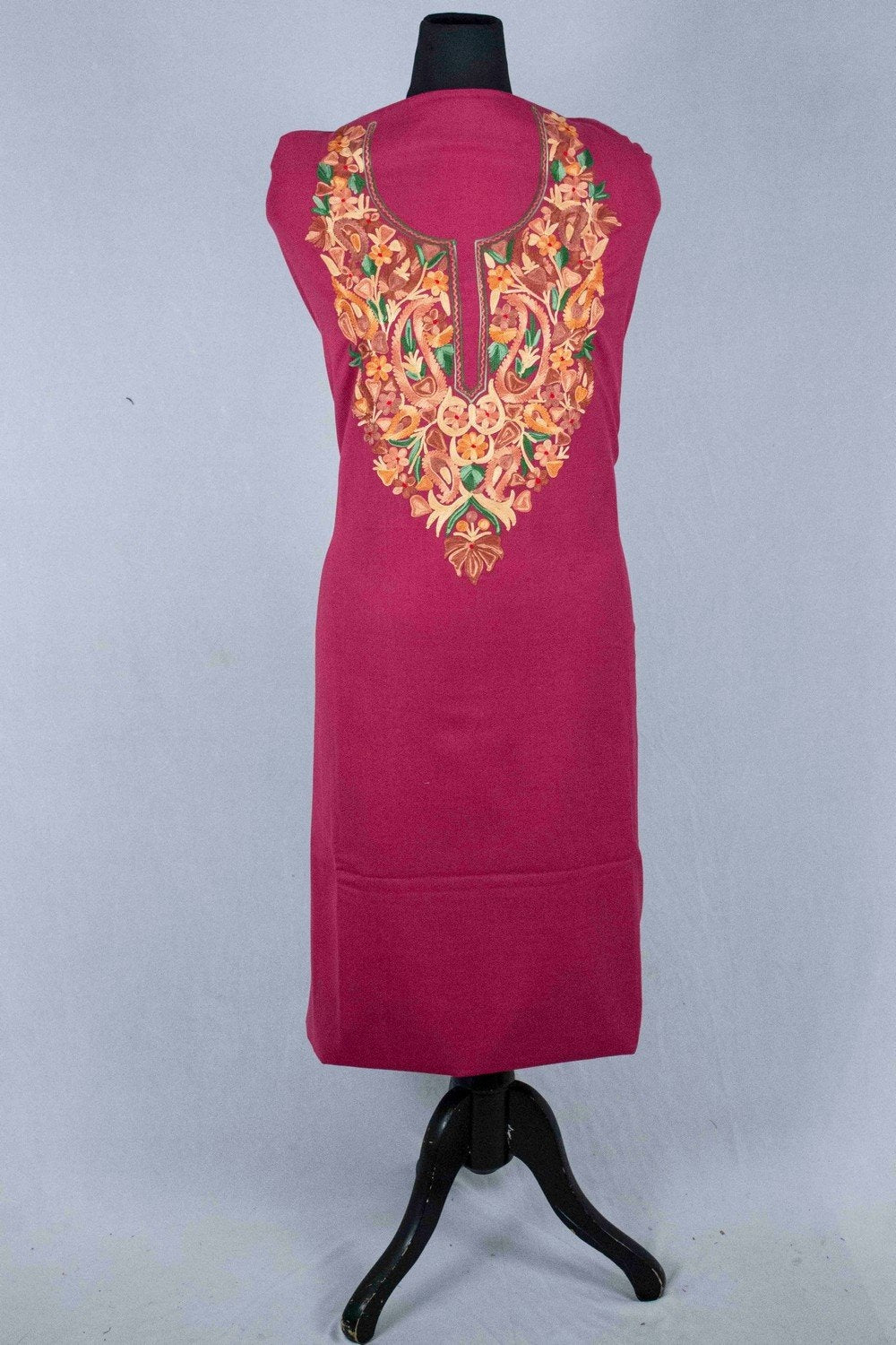 Dark Pink Colour Aari Work Salwar Kameez With Blooming