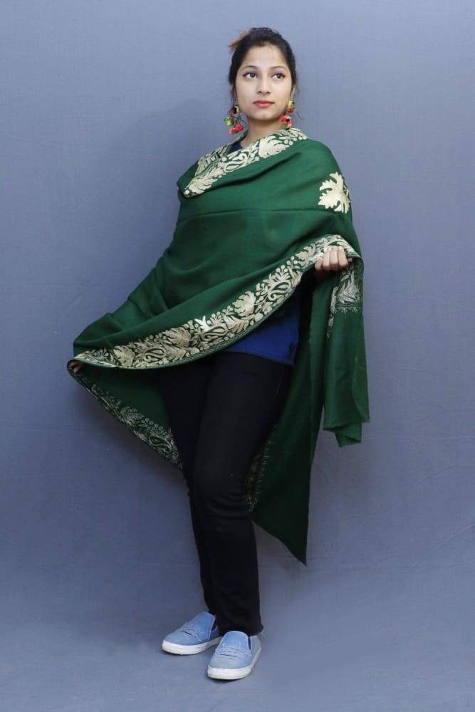 Delicate Tilla Shawl Along With Green Base And Amazing
