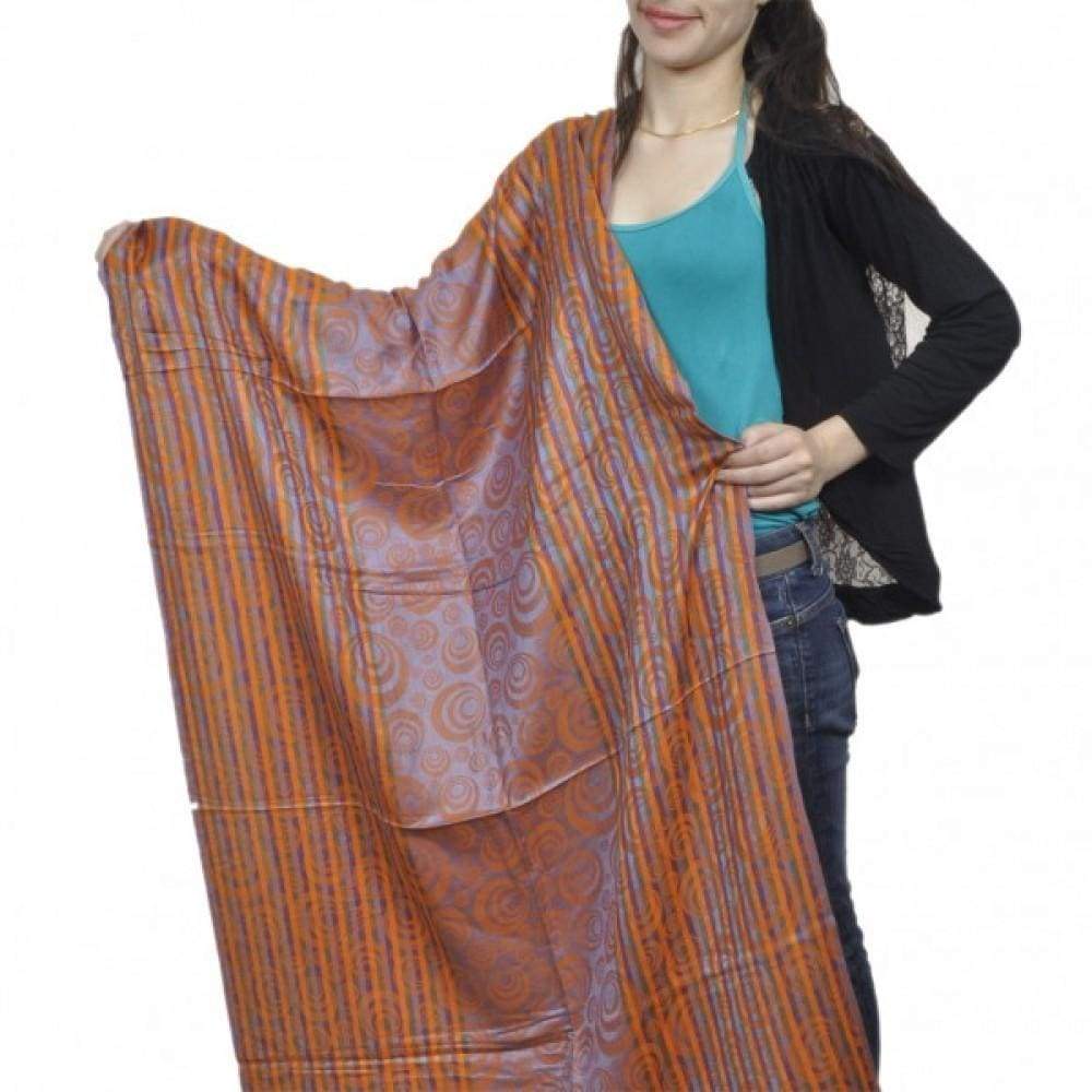 Very Elegant Neon Orange Silky Wrap Comes With Stripes