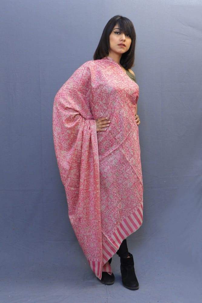 Fawn Colour Base With Magenta All Over Kani Jaal A Perfect