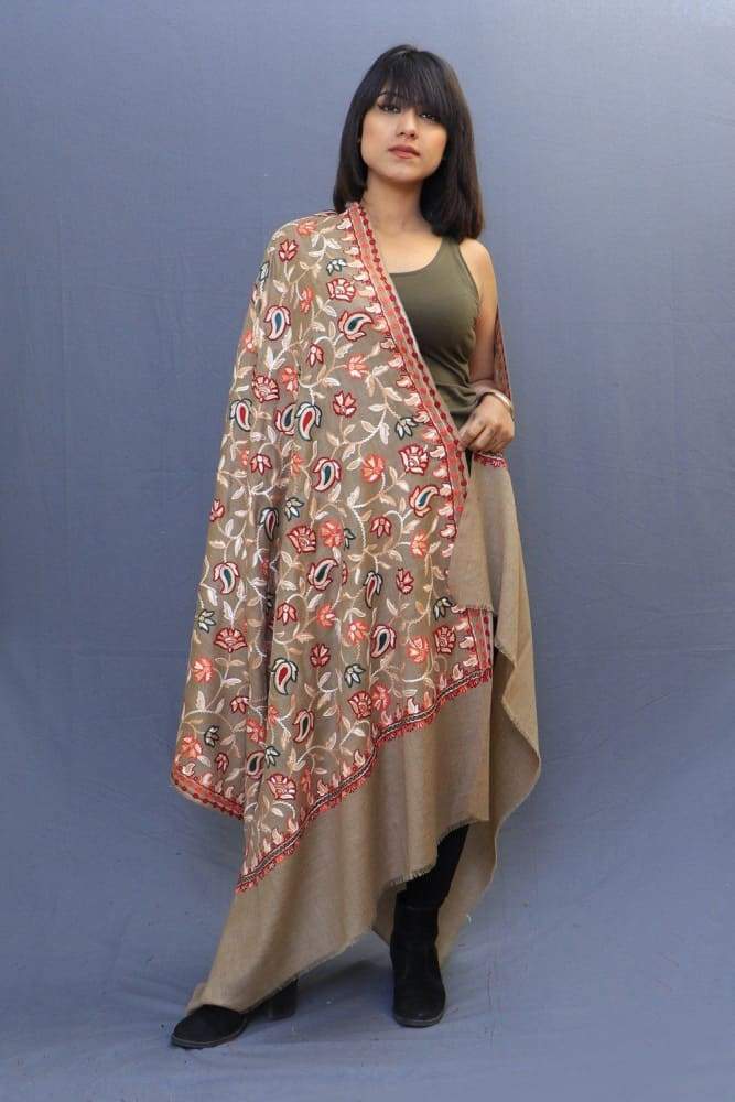 Fawn Colour Shawl With Amazing All Over Jaal Is A Perfect