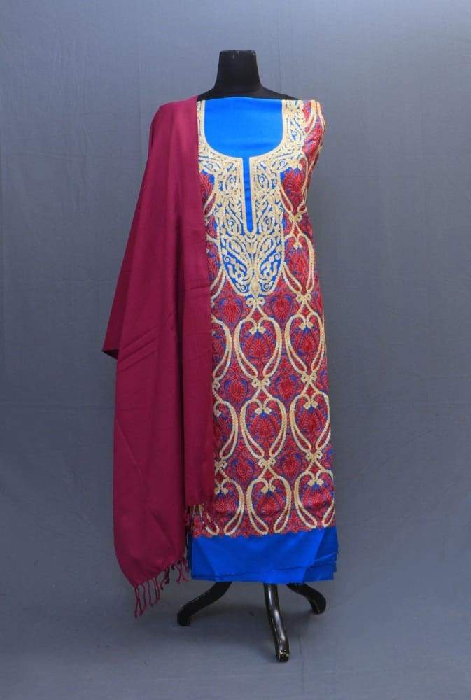Ferozi And Mauve Colour Suit Having AllOver Dense Embroiderd
