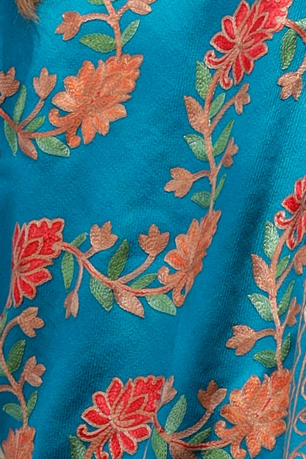 Sea Green Color Aari Work Embroidered Shawl Enriched