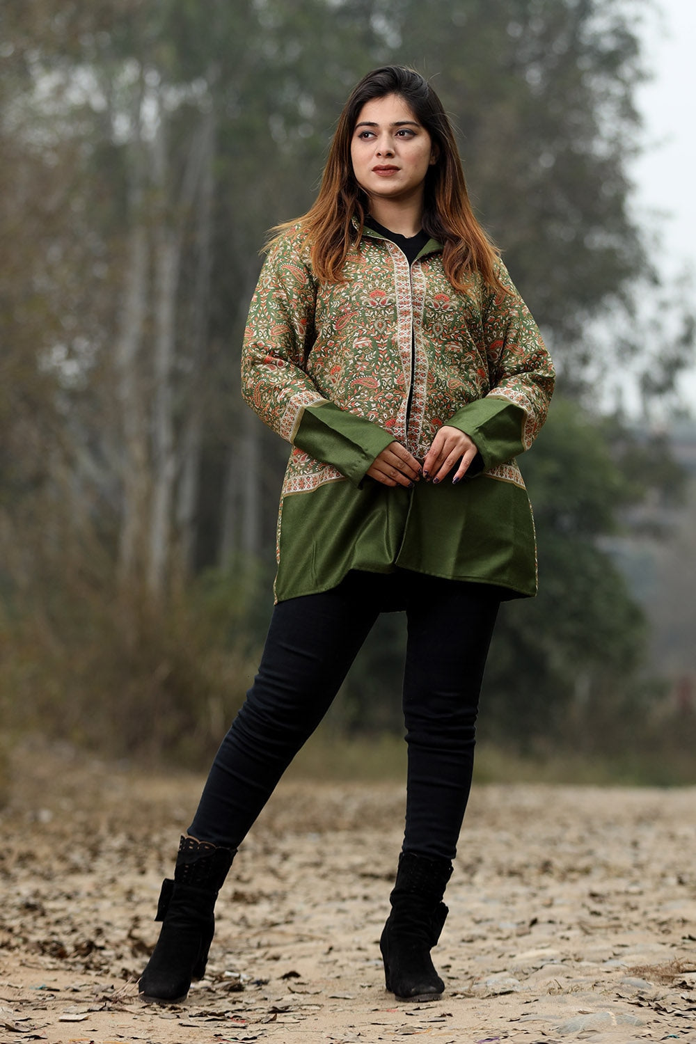 Green Colour Jamawar Woven Jacket With Beautiful Designer