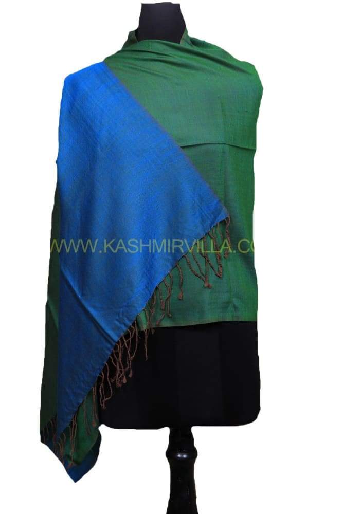 Green And Turquoise Colour Reversible Pashmina Shawl.
