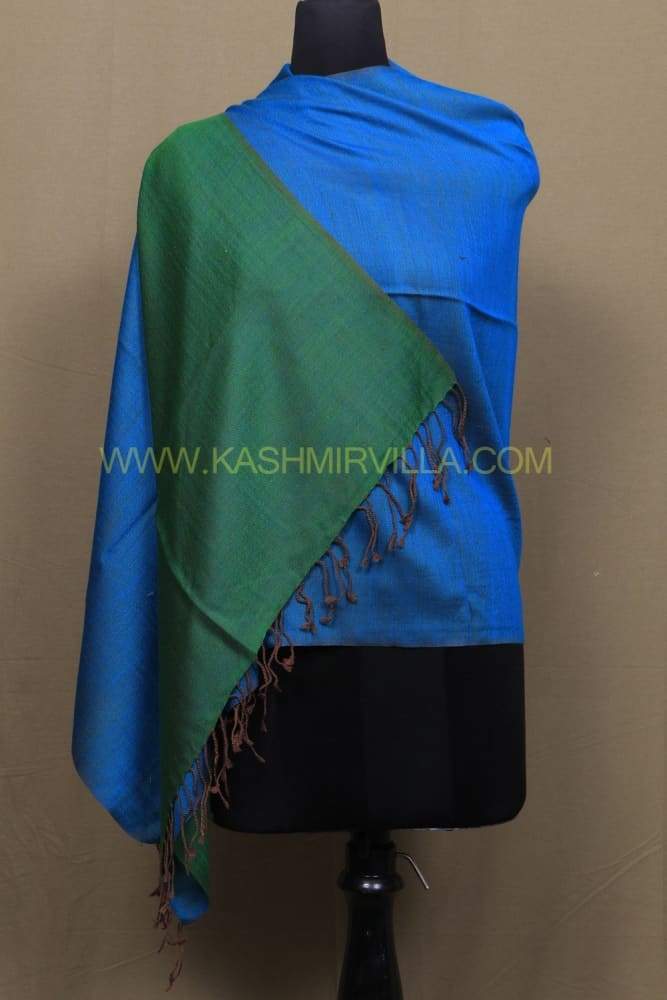 Green And Turquoise Colour Reversible Pashmina Shawl.