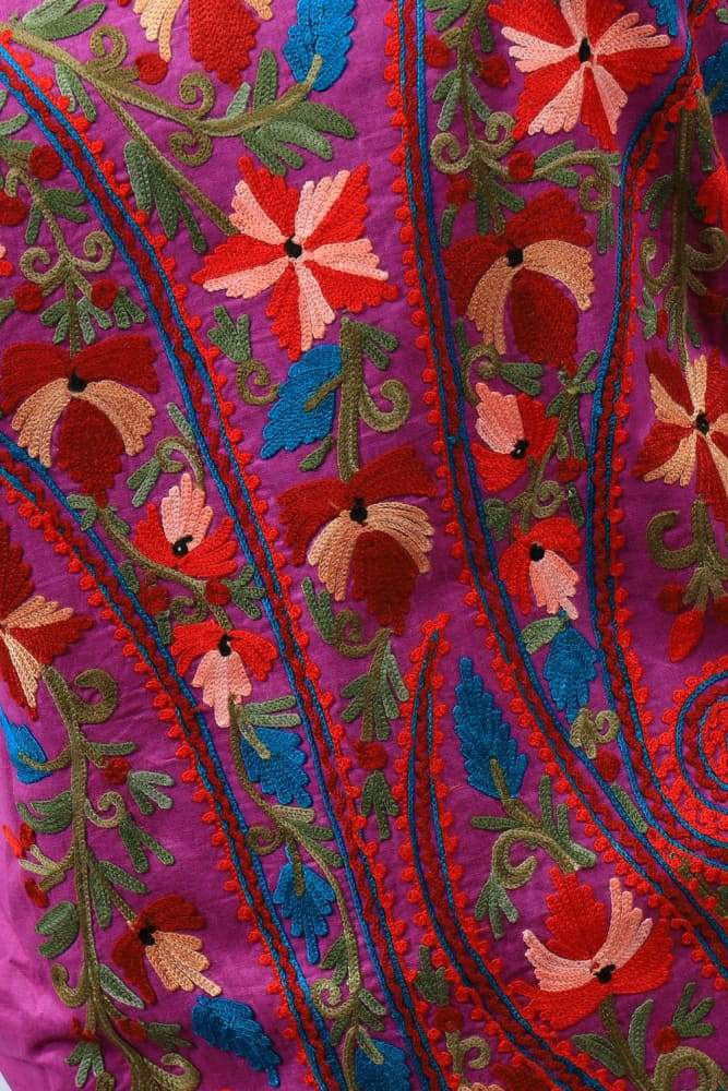 Imperial Purple Neckline Patterned Kashmiri Salwar Kameez