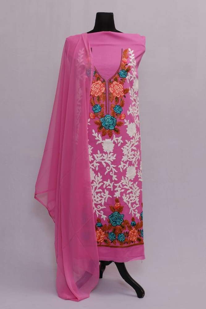 Kashmiri Aari Work Salwar kameez With Embriodery on Orchid