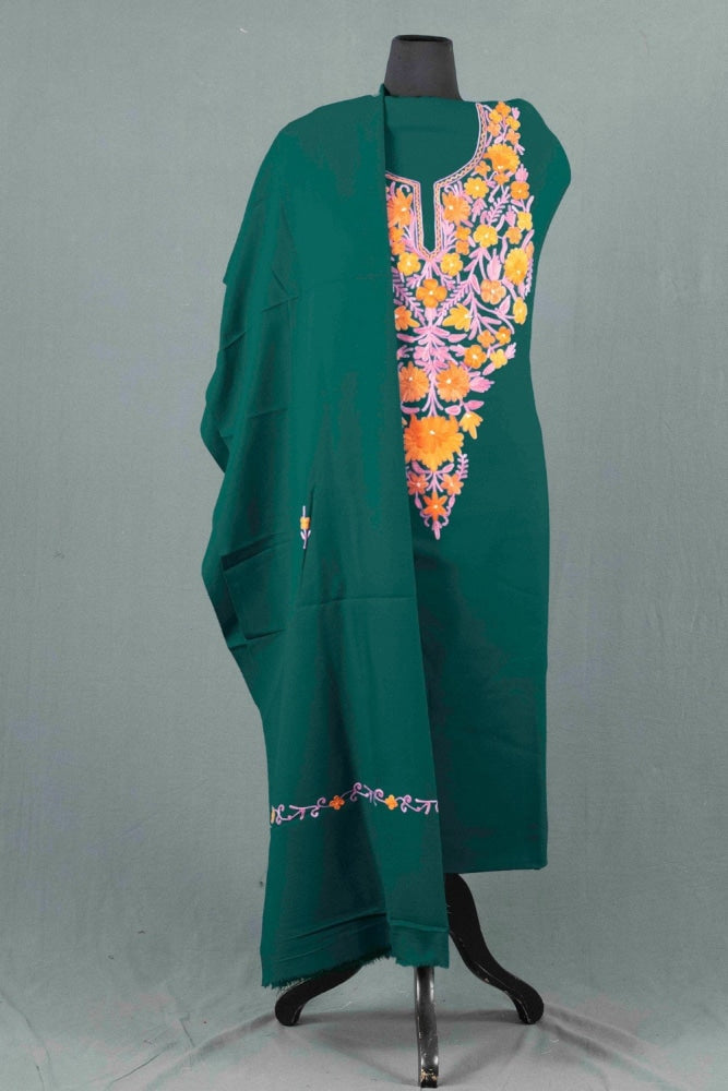Kashmiri Green Color Aari Work Embroidered Salwar Kameez