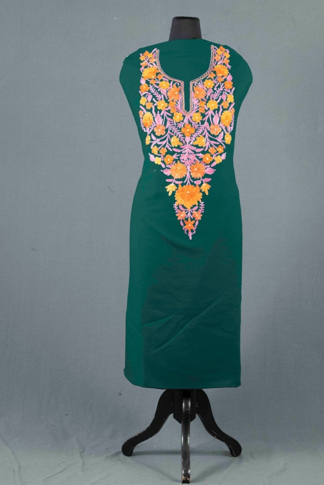 Kashmiri Green Color Aari Work Embroidered Salwar Kameez