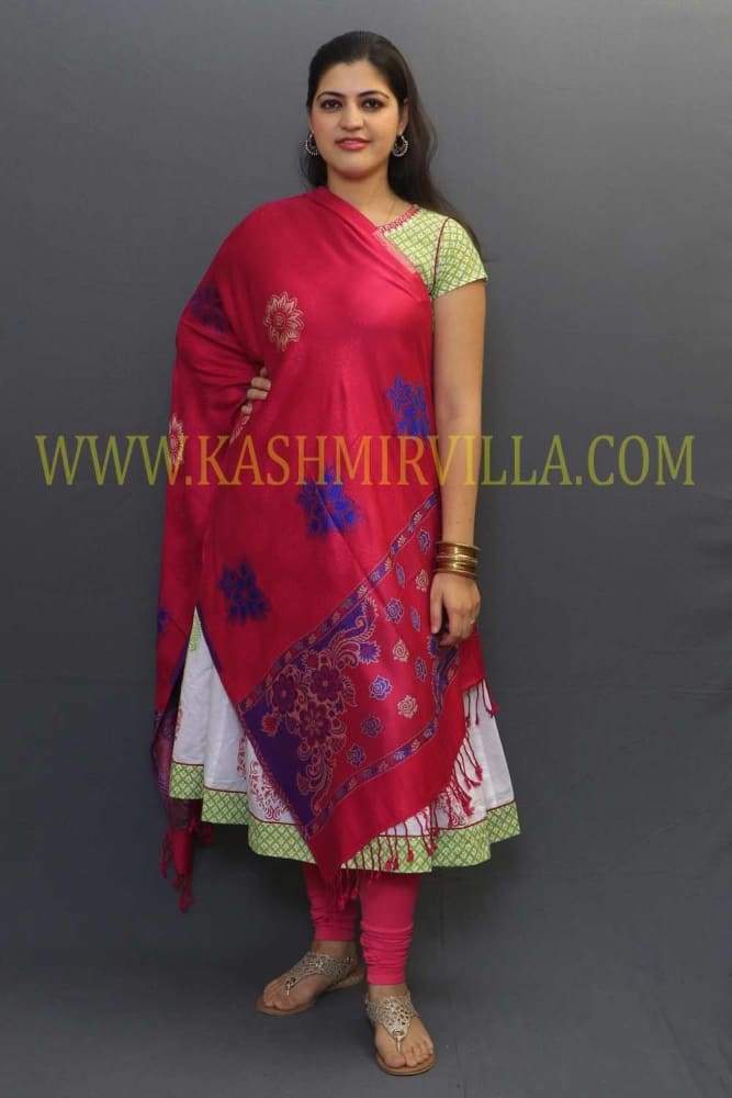 Majenta Colour Wrap With Two Sided Running Border And Motifs