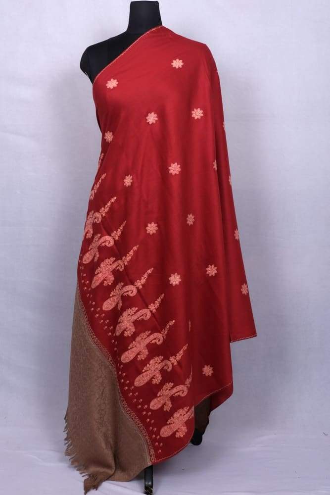 Maroon And Beige Colour Base With Attractive Sozni