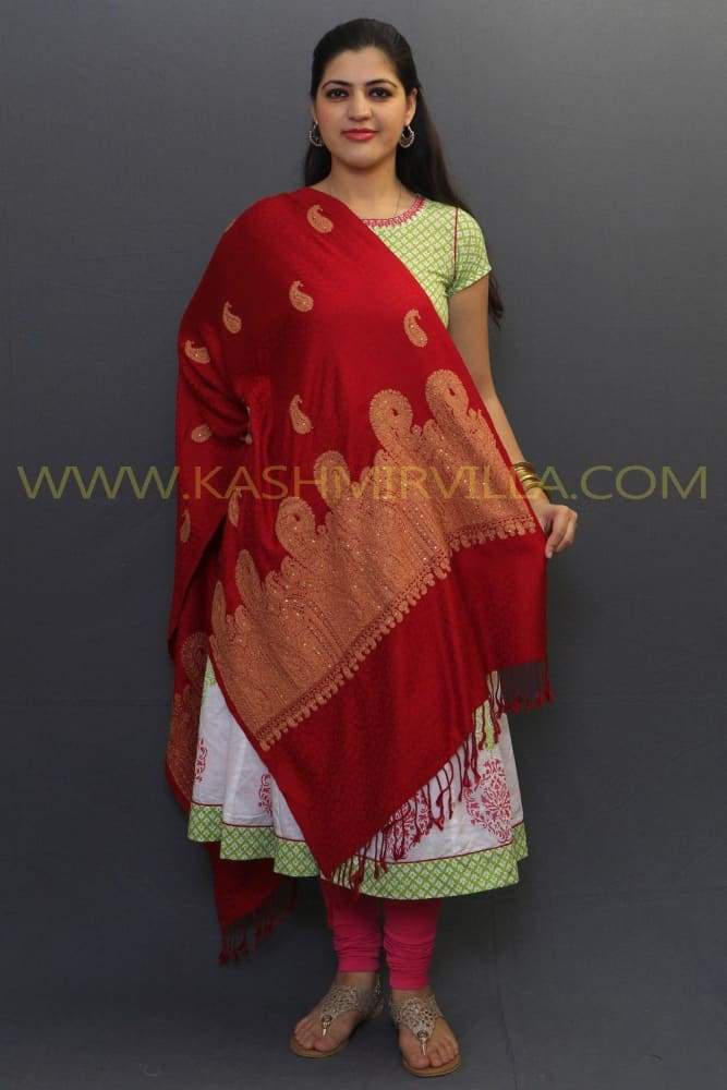 Maroon Color Beautiful Wrap Enriched With Aari Embroidery