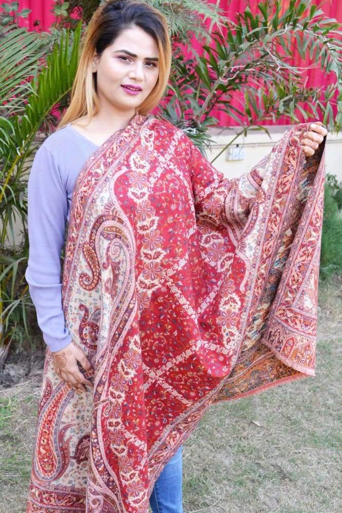 Maroon Color Kashmiri Kani Work Stole