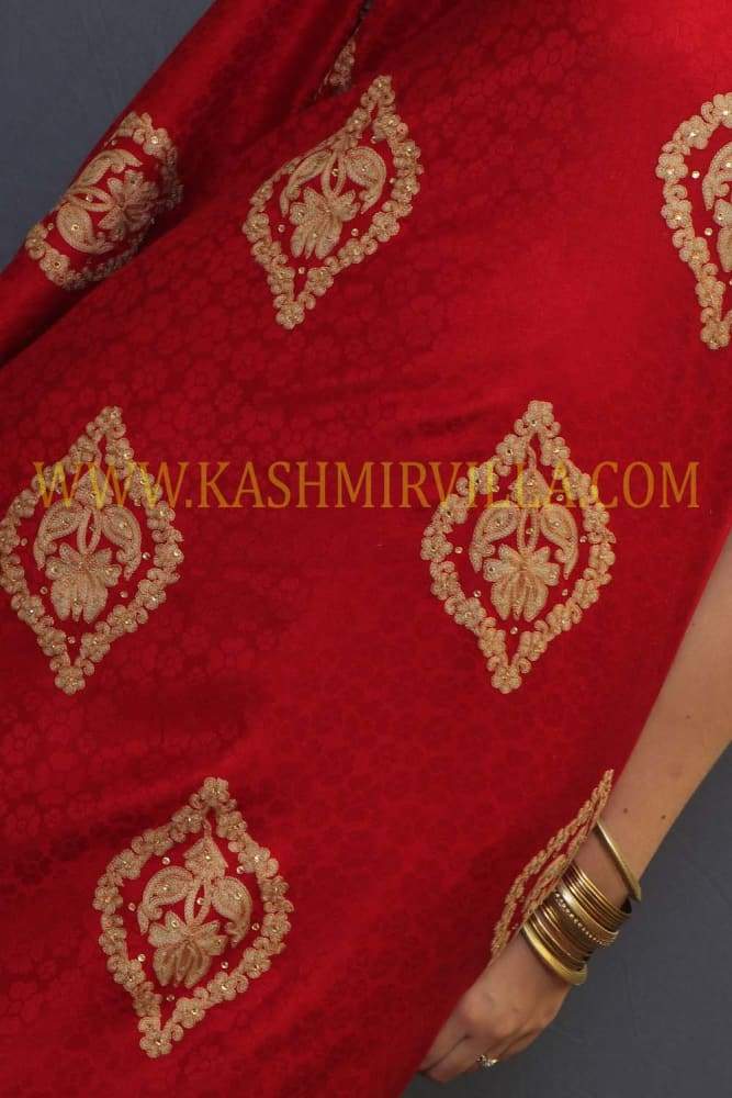 Maroon Color Stole Enriched With Aari Embroidery