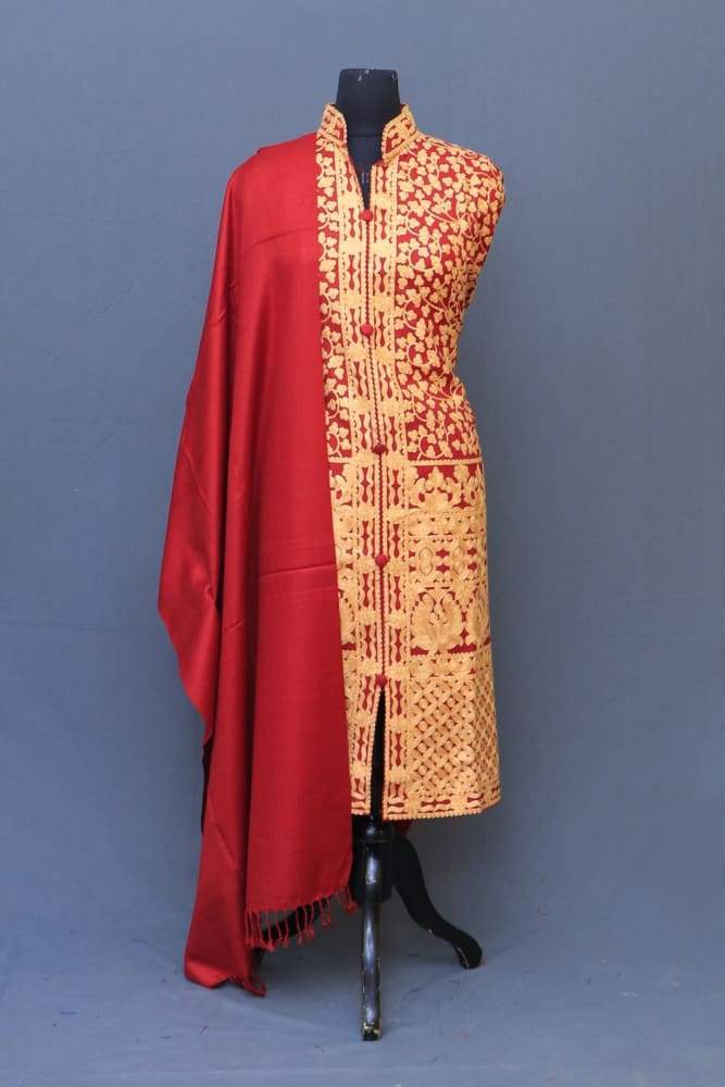 Maroon Colour Base With Golden Embroidery Fabricated