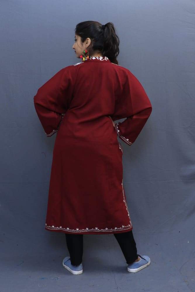 Maroon Colour Phiran With The Beautiful Combo Of Tilla