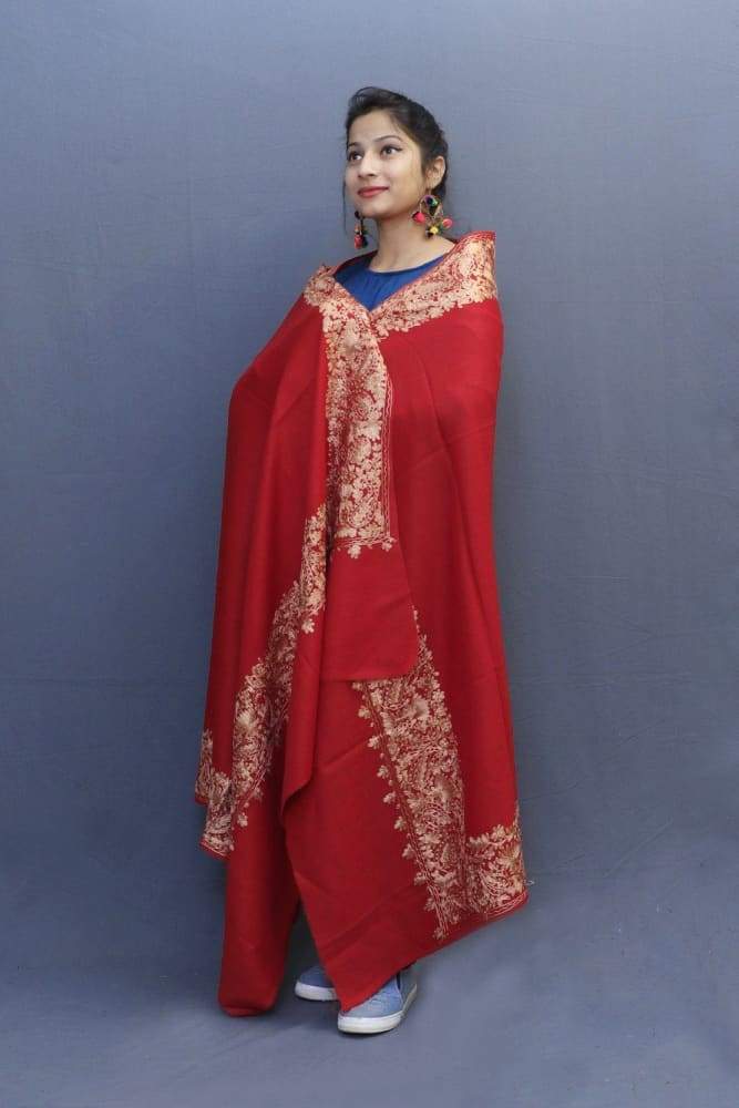 Maroon Colour Wrap With Fawn Aari Embroidery Looks Beautiful