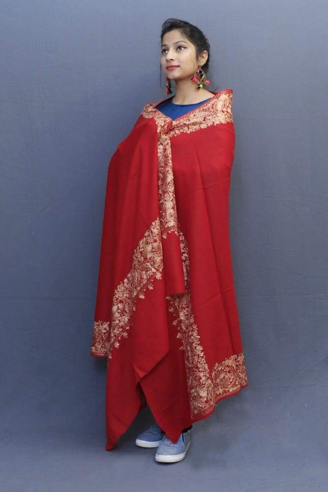 Maroon Colour Wrap With Fawn Aari Embroidery Looks Beautiful