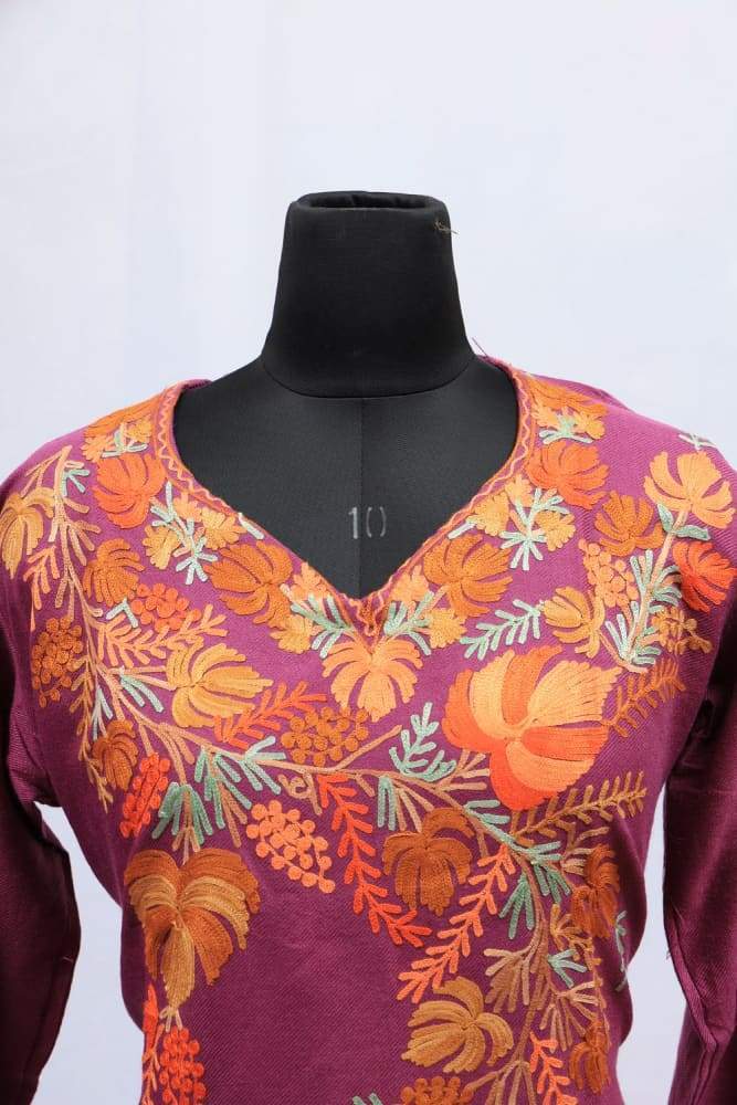 ALLURING MAUVE COLOUR AARI WORK EMBROIDERED KURTI WITH NEW