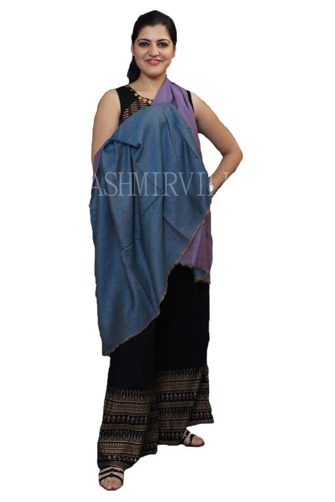 Mauve And SkyBlue Colour Reversible Shawl.