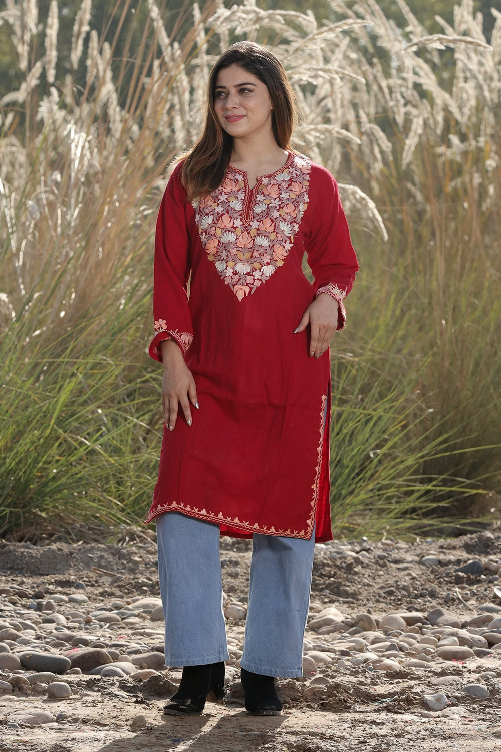 Buy online Notch Neck Polyester A-line Woolen Kurti from winter wear for  Women by Soch for ₹999 at 50% off | 2023 Limeroad.com