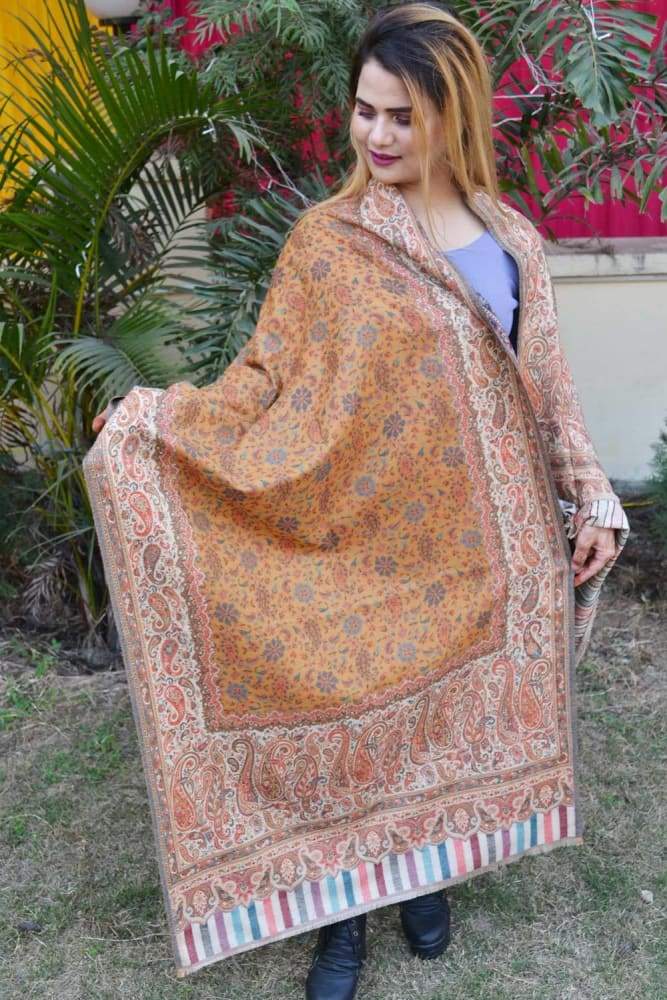 Mustard Color Kashmiri Kani Work Stole