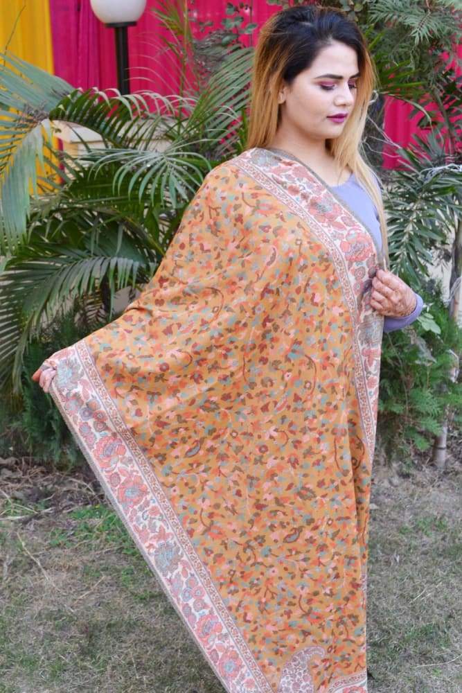 Mustard Color Kashmiri Kani Work Stole