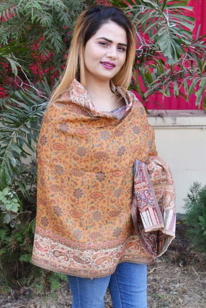 Mustard Color Kashmiri Kani Work Stole