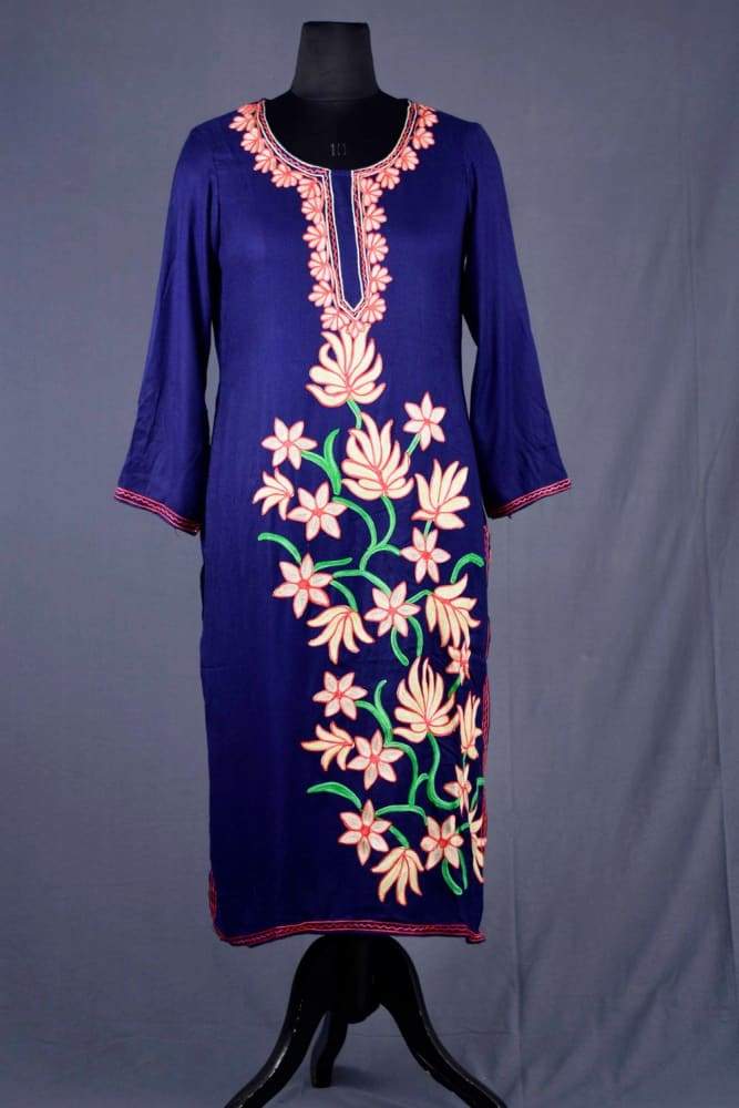 NAVY BLUE COLOUR AARI WORK EMBROIDERED KURTI WITH NEW
