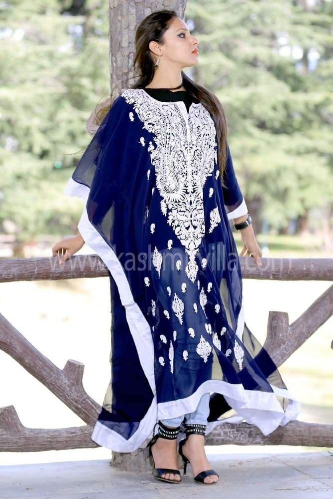 Navy Blue Colour Georgette Kashmiri Aari Work Designer