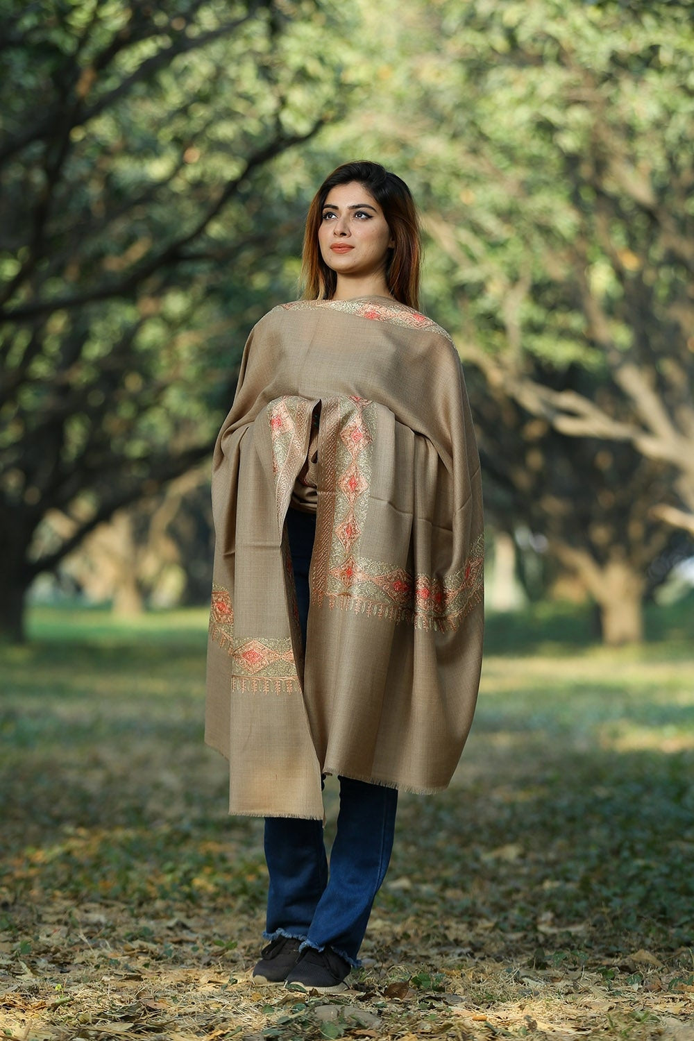NEUTRAL FAWN COLOUR LUXURY PASHMINA SHAWL DEFINES FEMINISM