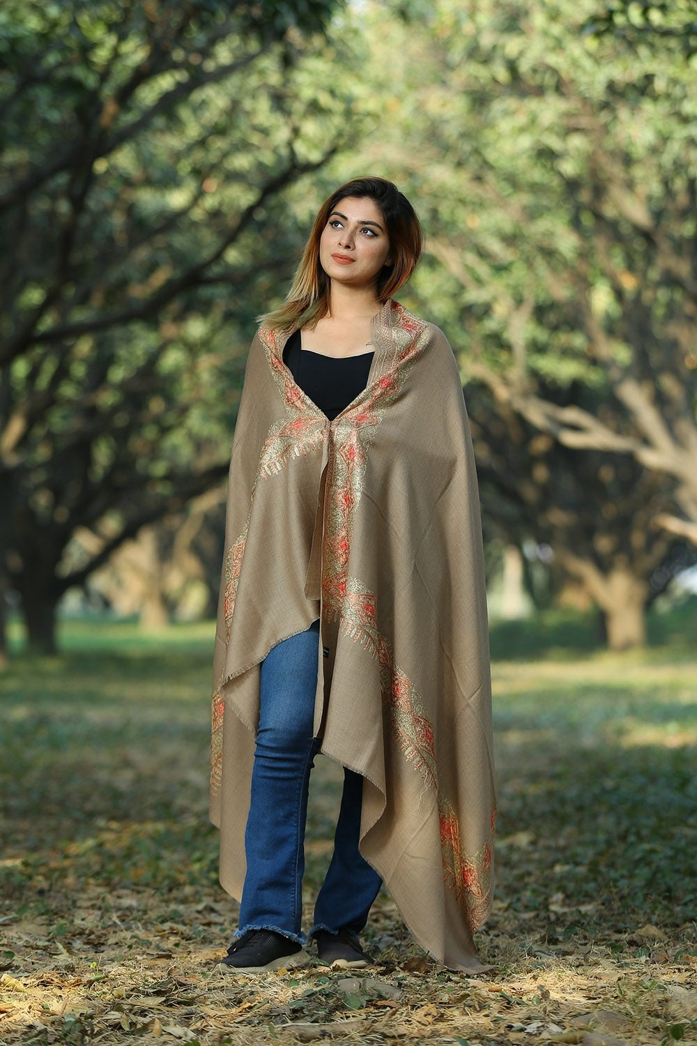 NEUTRAL FAWN COLOUR LUXURY PASHMINA SHAWL DEFINES FEMINISM