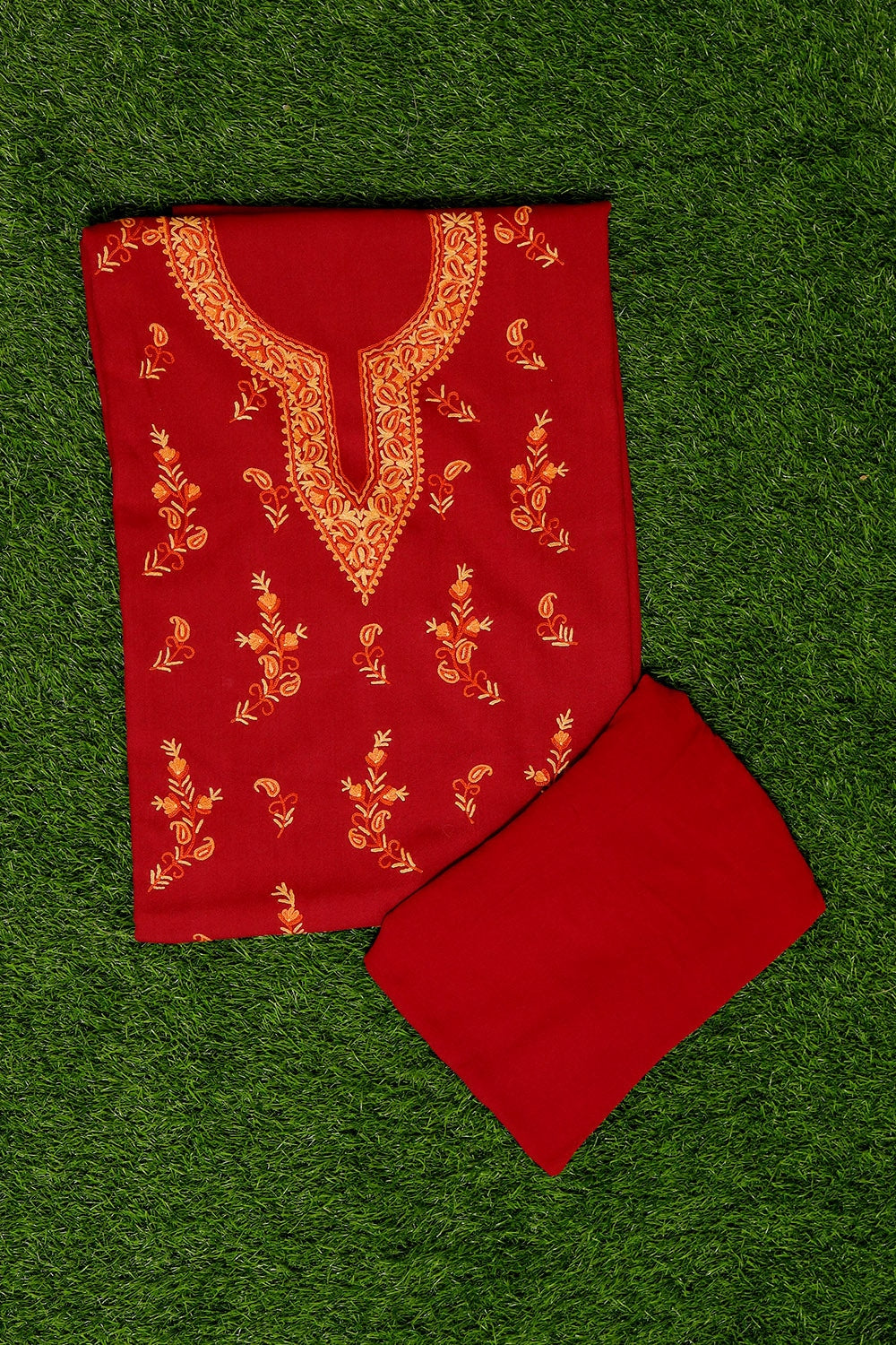 Passionate Maroon Colour Cotton Suit With Beautiful Kashmiri