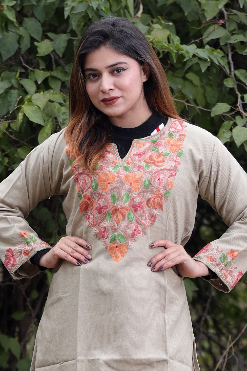 Pastel Color Aari Work Embroidered Kurti With New Designer