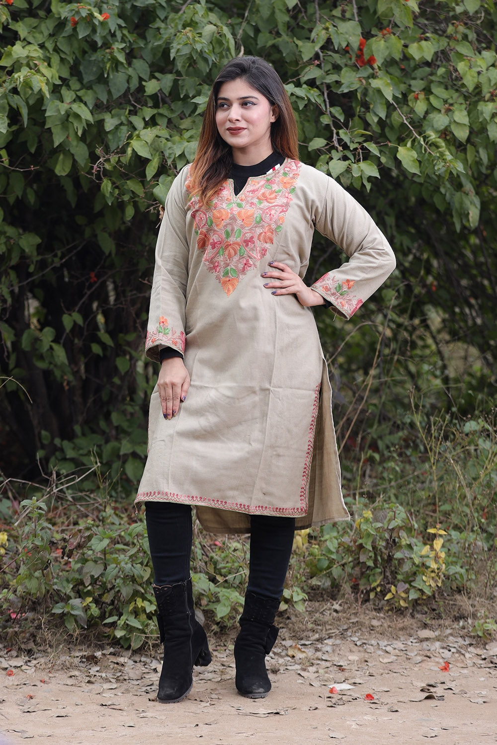 Pastel Color Aari Work Embroidered Kurti With New Designer