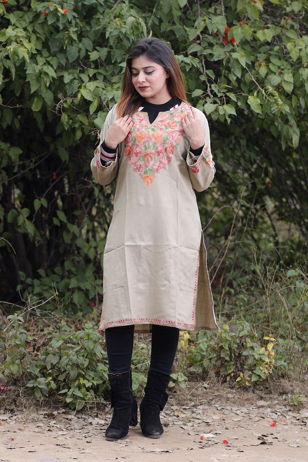 Pastel Color Aari Work Embroidered Kurti With New Designer