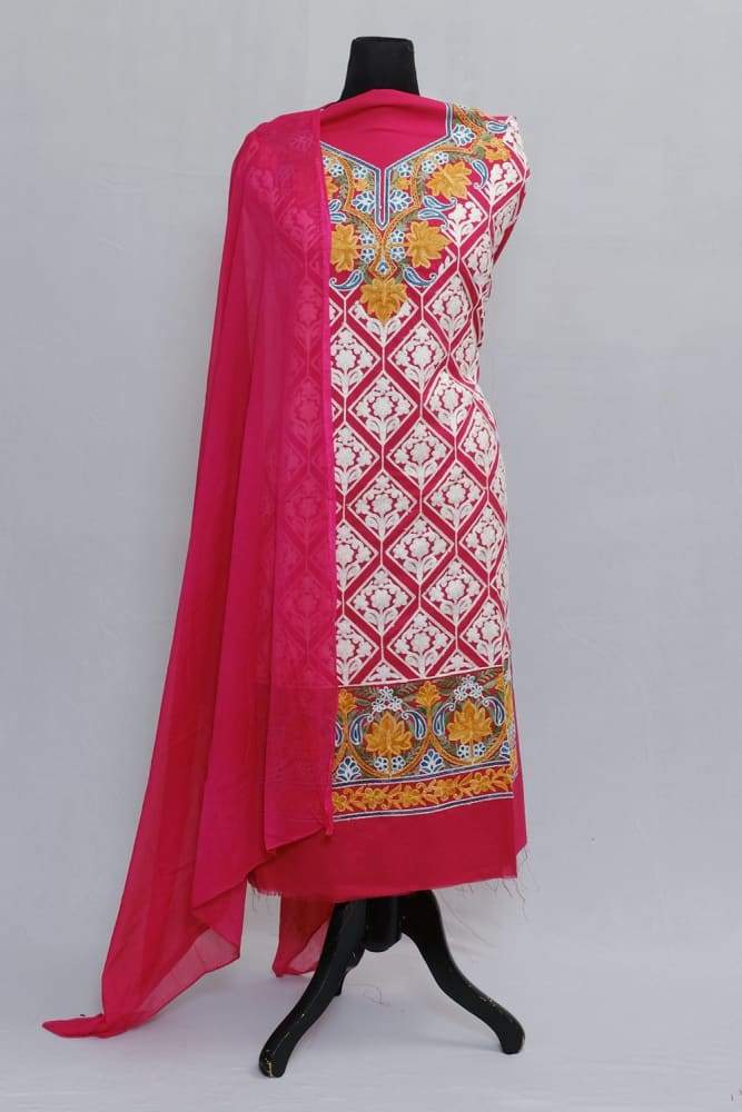 Pink Color Designer Aari Work Choli With Running Jaal