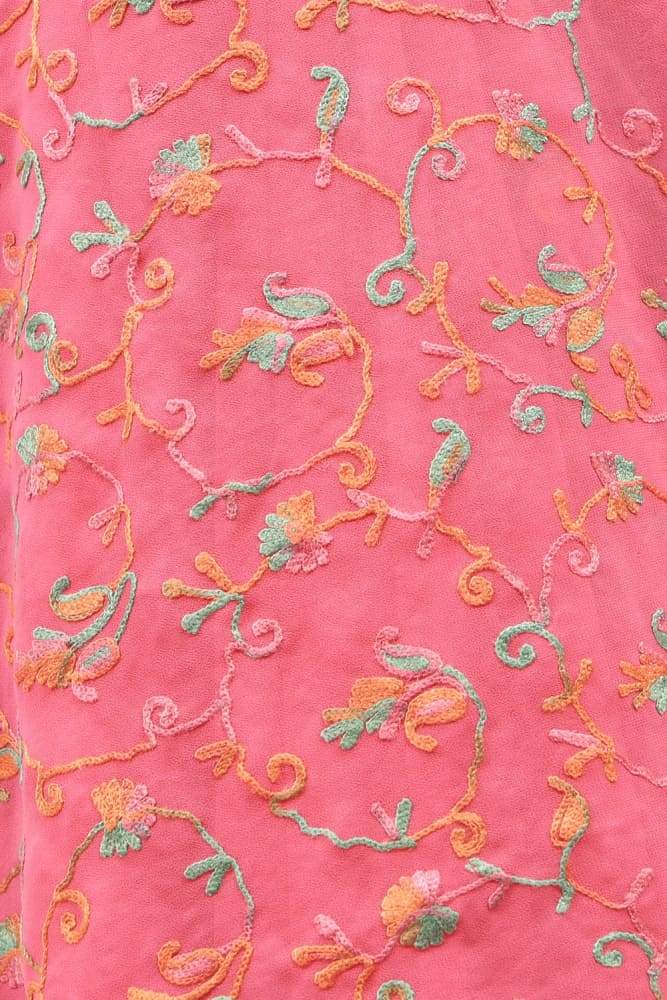 Pink Color Kashmiri Work Embroidered Saree Enriched With All
