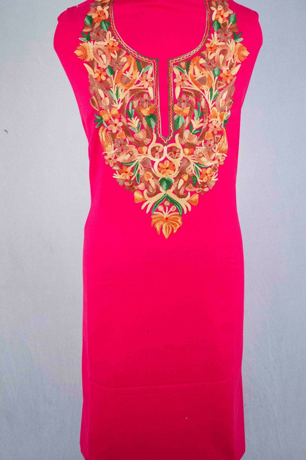 Pink Colour Aari Work Salwar Kameez With Blooming Multi