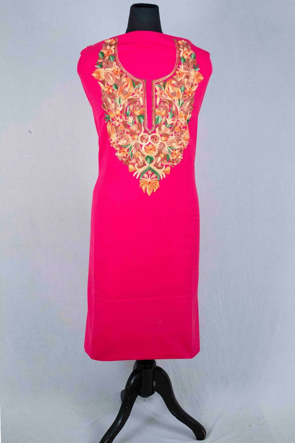 Pink Colour Aari Work Salwar Kameez With Blooming Multi