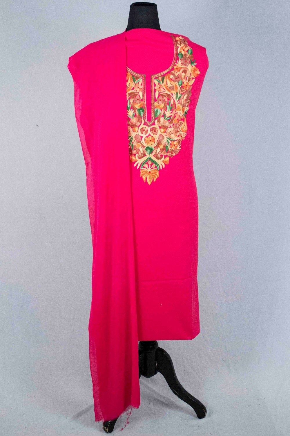 Pink Colour Aari Work Salwar Kameez With Blooming Multi